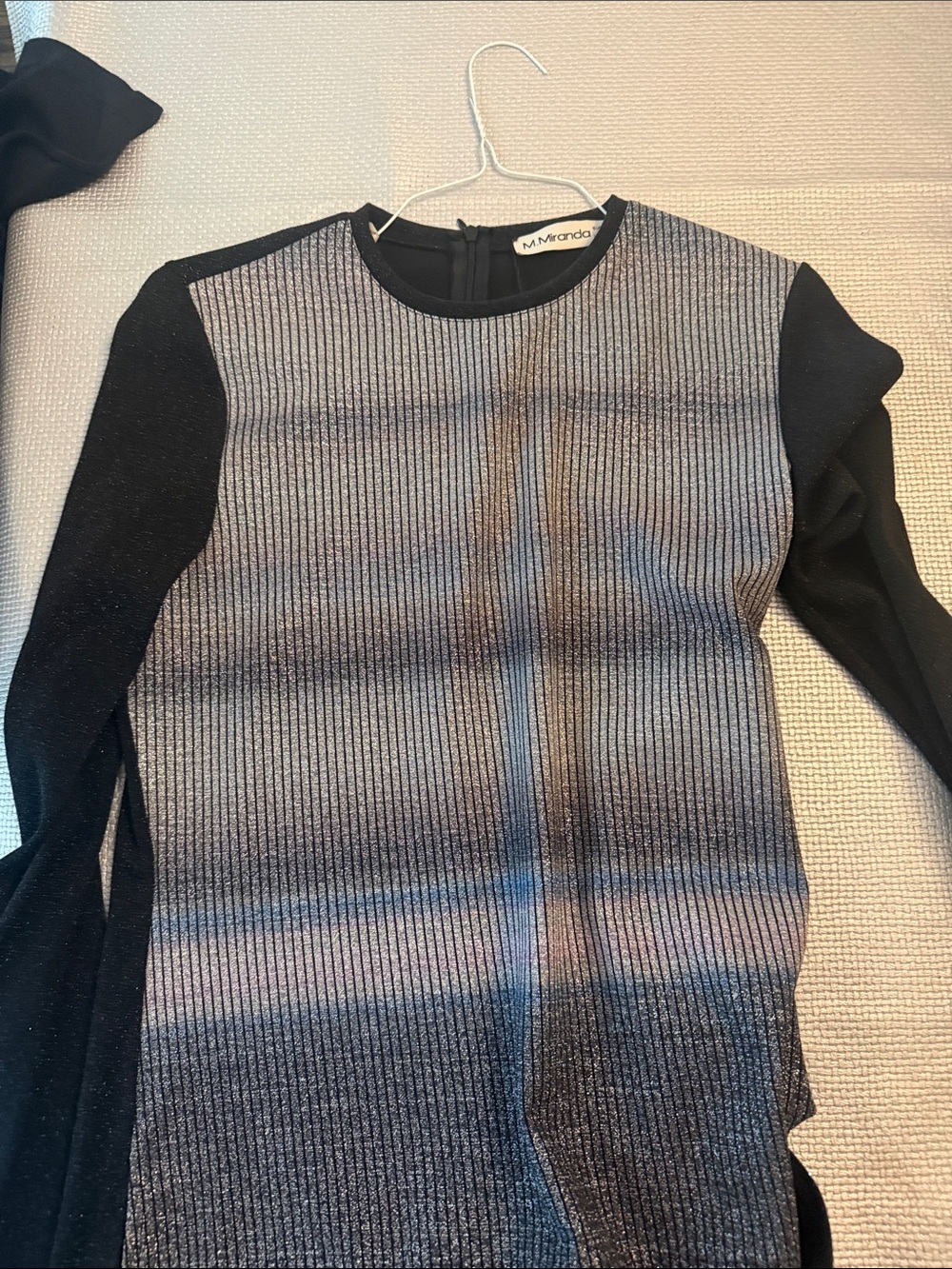 M.Miroda Black Metallic Ribbed Crew Neck Sweater